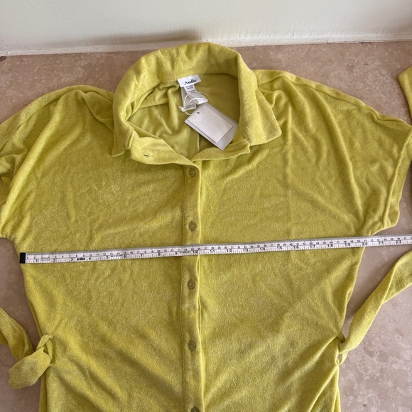 Andie Swim Yellow Short Sleeve Collar Button Up Shorts Romper Womens Size S - Picture 8 of 16